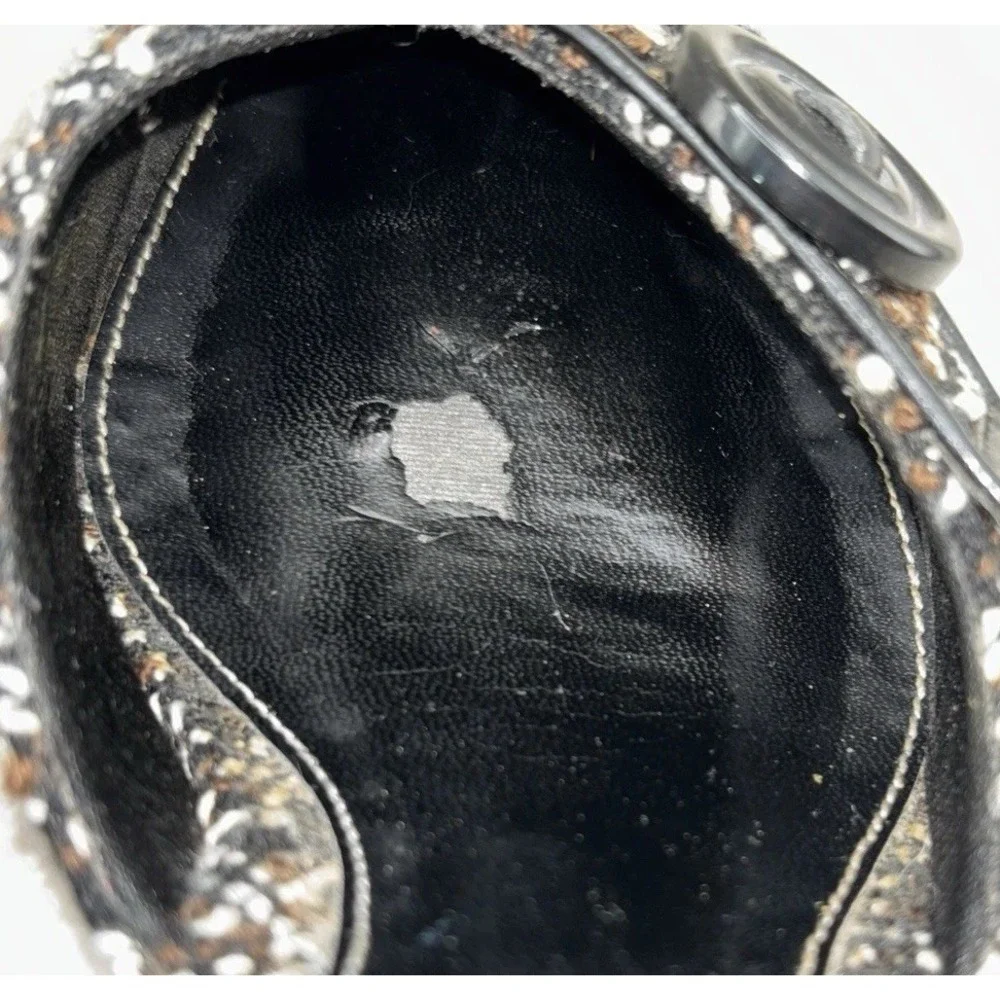 Life Stride Arcade Pandora Tweed  Slip On Mule Heels 8.5 Black Brown Square Toe‎